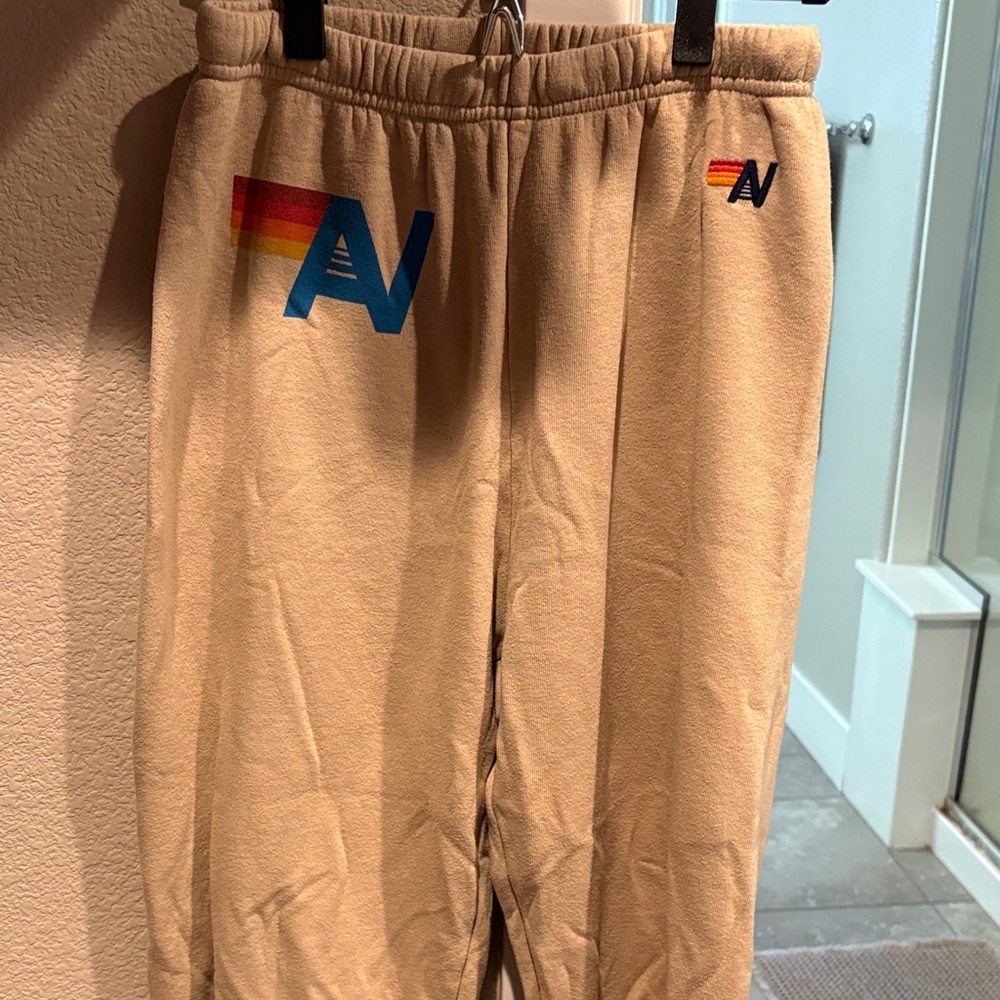 Aviator Nation Tan Track Pants with Logo